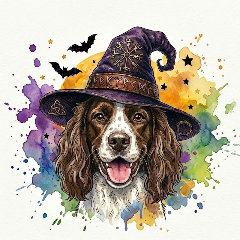Custom Witch Dog Breed Halloween T-Shirt, Spooky Dog Mom Graphic Tee, Fall Pet Lover Costume Apparel – Springer Spaniel