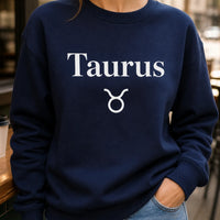 Zodiac Sign Gift Aries Taurus Gemini Cancer Sweatshirt Astrology Lover Unisex Minimalist – Taurus