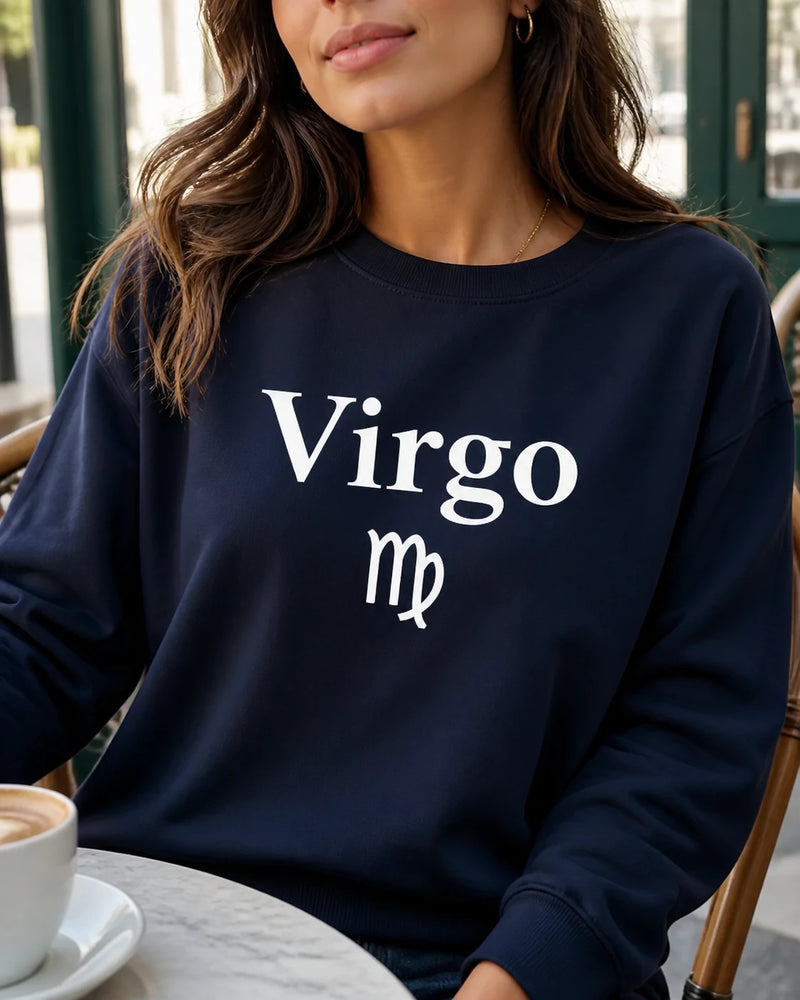 Zodiac Sign Gift Aries Taurus Gemini Cancer Sweatshirt Astrology Lover Unisex Minimalist – Virgo