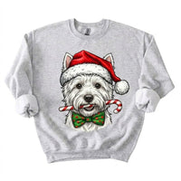 Personalized 50+ Dog Breed Christmas Sweatshirt, Custom Santa Hat Candy Cane Pet Portrait, Dog Mom and Dog Dad Holiday Gift – Westie