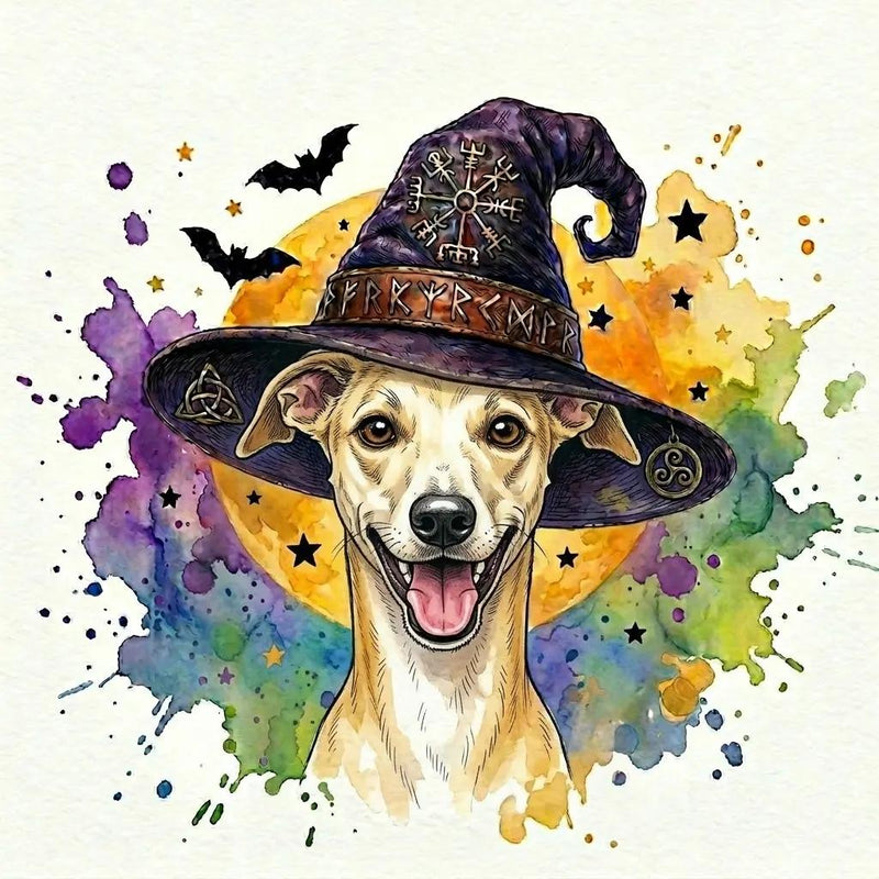 Custom Witch Dog Breed Halloween T-Shirt, Spooky Dog Mom Graphic Tee, Fall Pet Lover Costume Apparel – Whippet