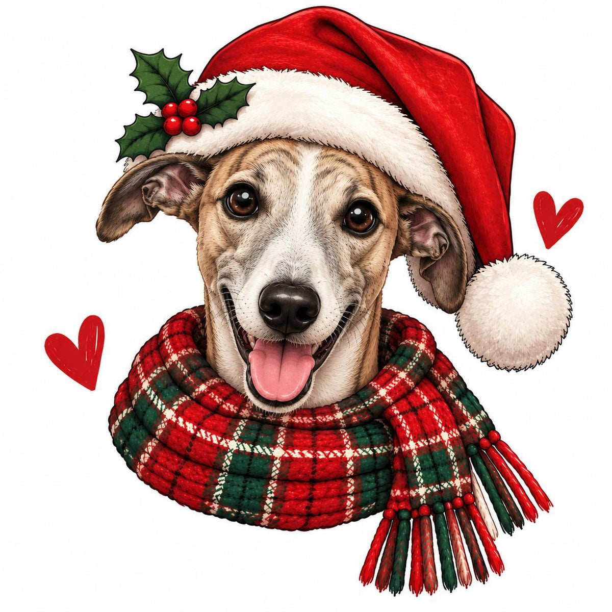 Personalized Dog Breed Christmas Sweatshirt, Custom Santa Dog Portrait with 50+ Breed Choices, Holiday Gift for Dog Moms – Whippet