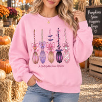 A Girl Gotta Have Options Coquette Halloween Sweatshirt Pink Witch Broom Spooky Season Crewneck for Women Girls