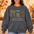 Ain't No Ghost Like The Holy Ghost Sweatshirt, Christian Halloween for Women, Camo Ghost Leopard Bow Cross Faith Based Fall Outfit