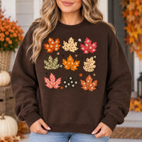 Autumn Leaves Sweatshirt Cute Colorful Maple Leaf Floral Fall Graphic Crewneck for Women