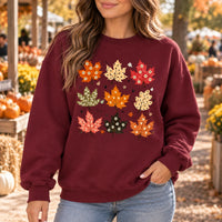 Autumn Leaves Sweatshirt Cute Colorful Maple Leaf Floral Fall Graphic Crewneck for Women