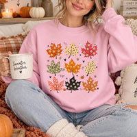 Autumn Leaves Sweatshirt Cute Maple Leaf Design Fall Season Women Cute Floral