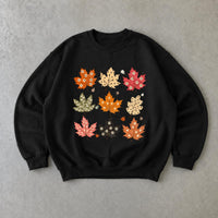 Autumn Leaves Sweatshirt Cute Maple Leaf Design Fall Season Women Cute Floral