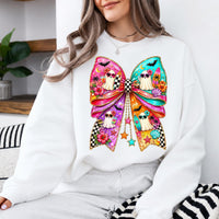 Beach Ghost Bow Tropical Summerween Sweatshirt and T-Shirt Halloween Summer Vacation Women Coquette Retro