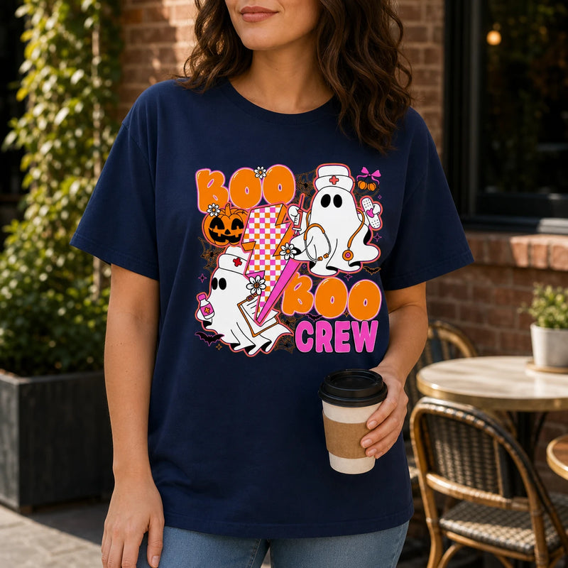 Boo Boo Crew Nurse Halloween Shirt Cute Ghost Medical Fall Tee