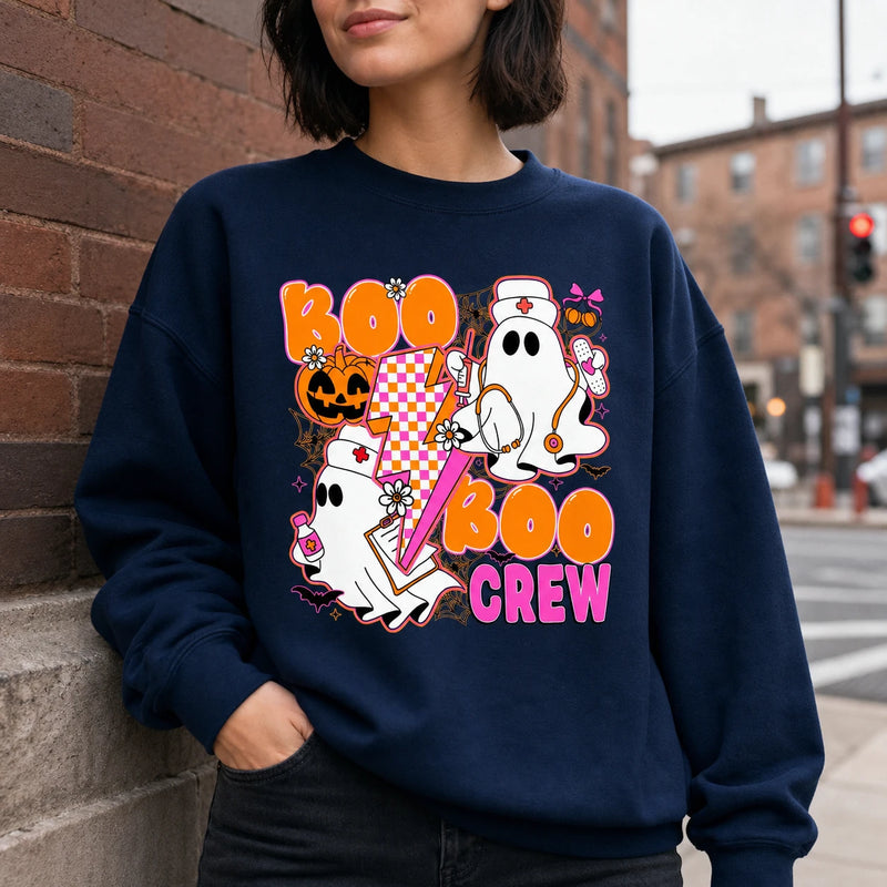 Boo Boo Crew Nurse Halloween Shirt Cute Ghost Medical Fall Tee