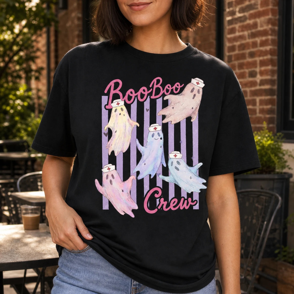 Boo Boo Crew Nurse Halloween Shirt, Cute Pastel Ghost Nurse Tee or Sweatshirt for RN CNA
