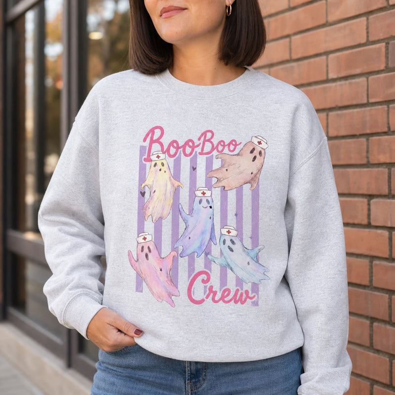 Boo Boo Crew Nurse Halloween Shirt, Cute Pastel Ghost Nurse Tee or Sweatshirt for RN CNA