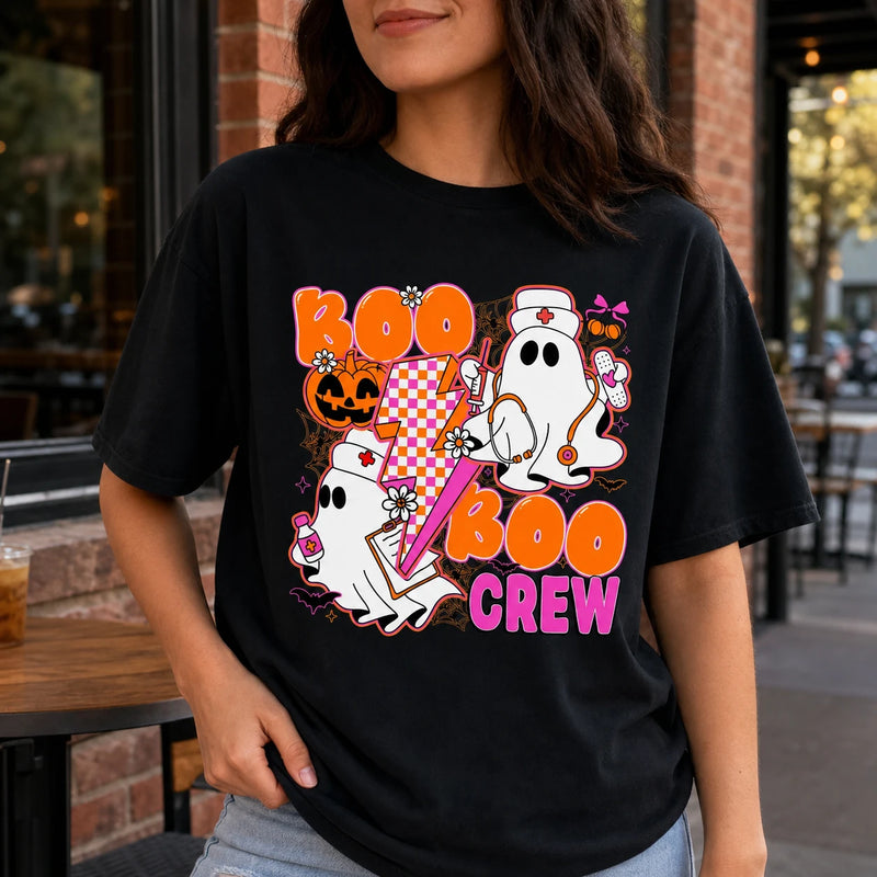 Boo Boo Crew Nurse Halloween Shirt Cute Ghost Medical Fall Tee