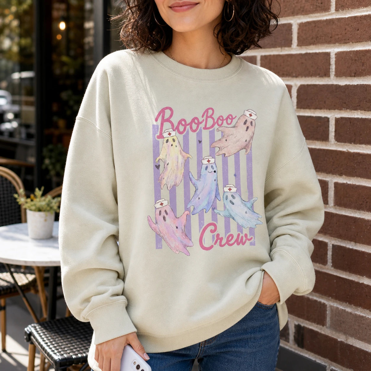 Boo Boo Crew Nurse Halloween Shirt, Cute Pastel Ghost Nurse Tee or Sweatshirt for RN CNA