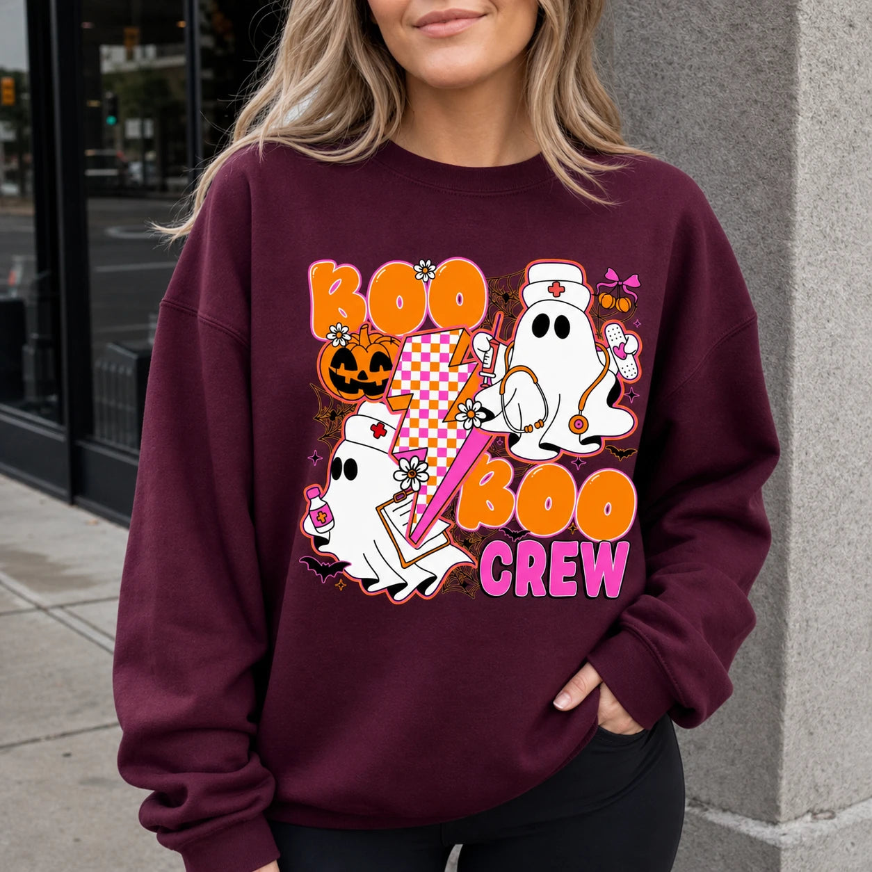 Boo Boo Crew Nurse Shirt Sweatshirt Cute Ghost Medical Halloween Tee Retro Spooky Fall Gift