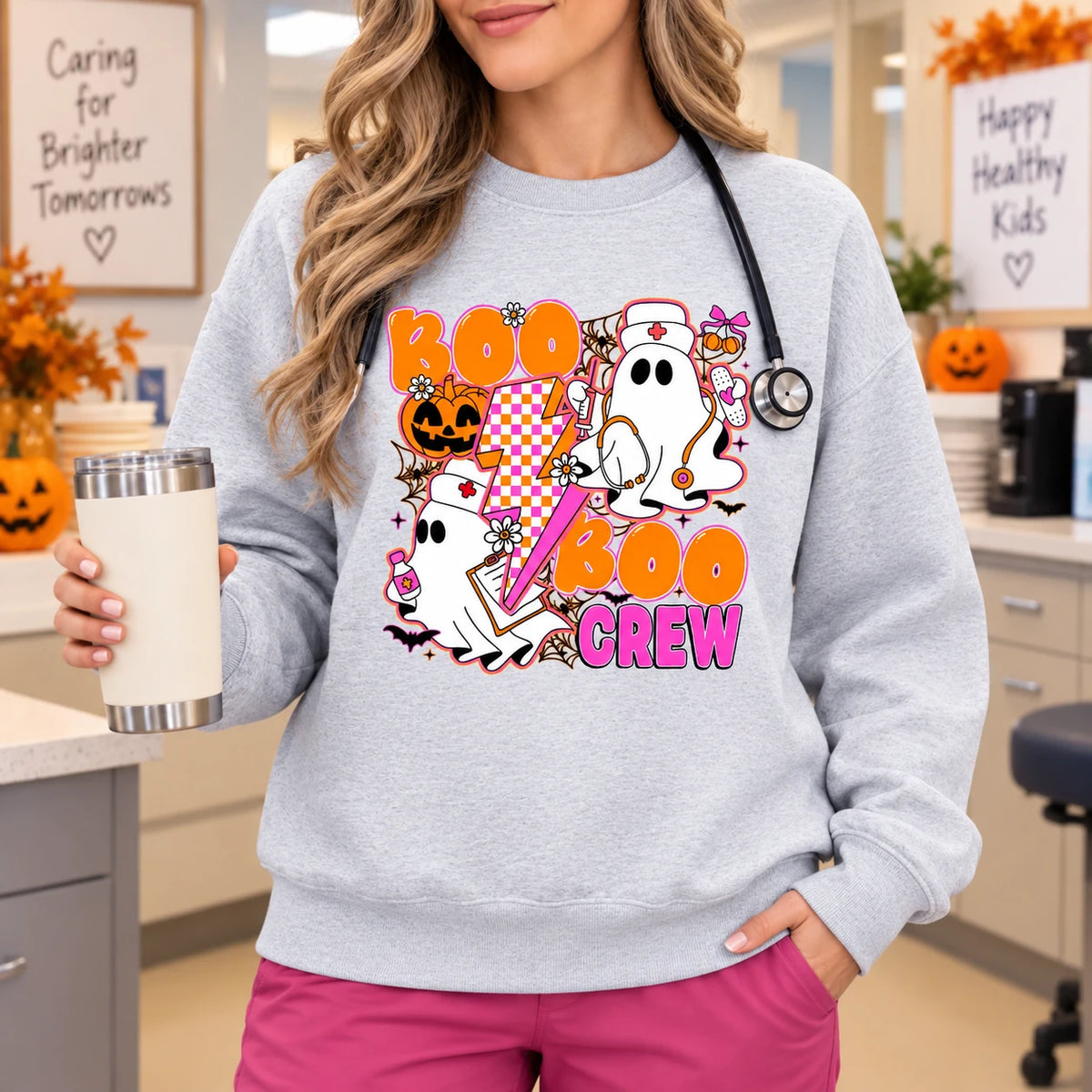 Boo Boo Crew Nurse Shirt Sweatshirt Cute Ghost Medical Halloween Tee Retro Spooky Fall Gift
