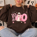 Boo Ghost Halloween Sweatshirt, Pink Glam Ghost BOO, Spooky Season Women Coquette Cute Design