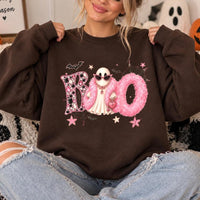 Boo Ghost Halloween Sweatshirt, Pink Glam Ghost BOO, Spooky Season Women Coquette Cute Design