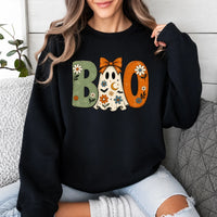 Boo Ghost Sweatshirt, Floral BOO Ghost Halloween Women Vintage Coquette Design