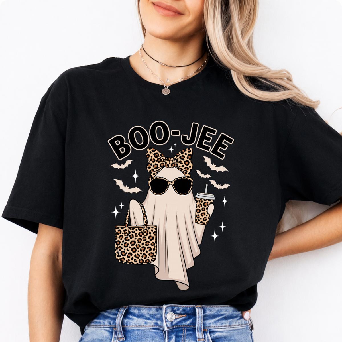 Boojee Ghost BOO-JEE Sweatshirt and T-Shirt Halloween Women Cute Leopard