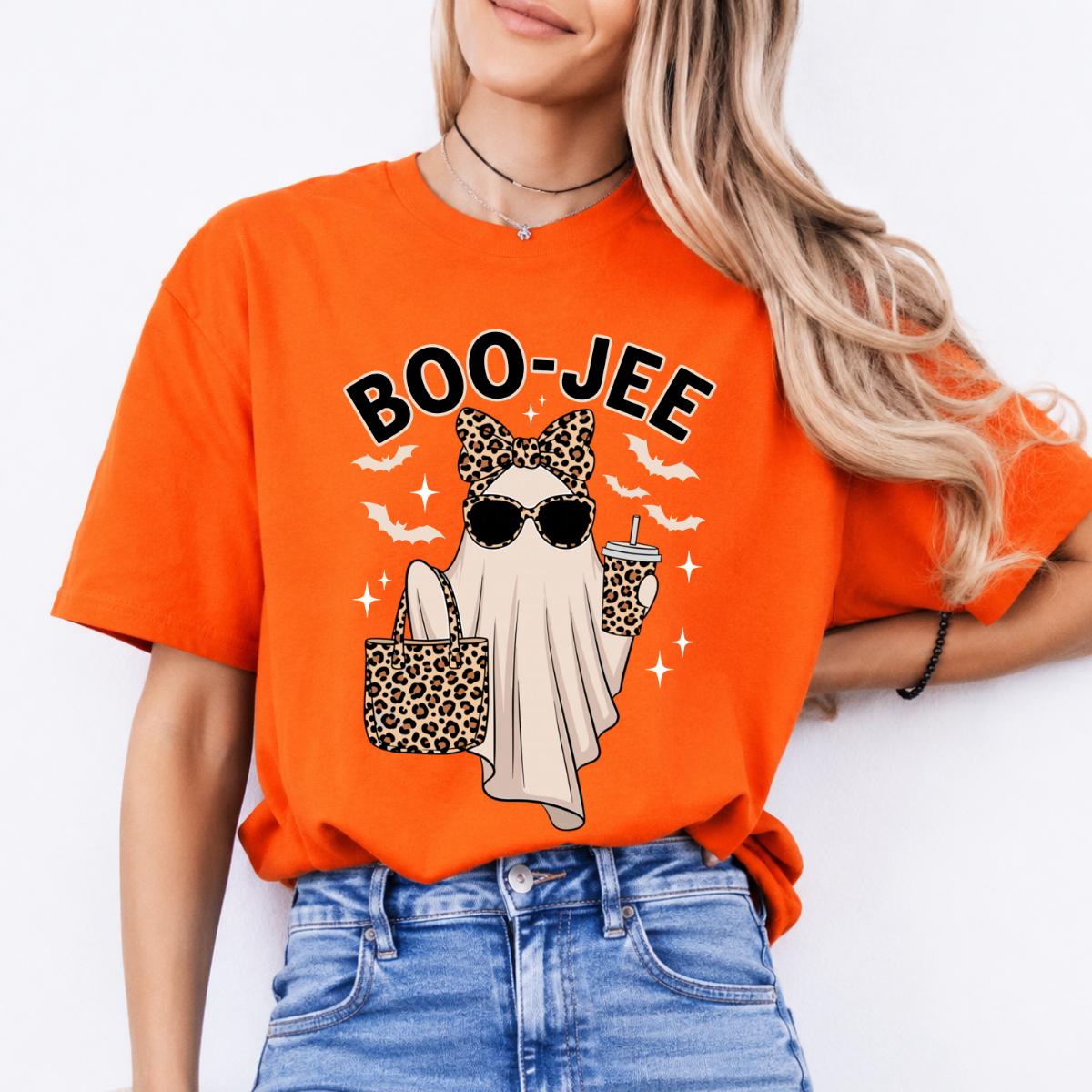 Boojee Ghost BOO-JEE Sweatshirt and T-Shirt Halloween Women Cute Leopard