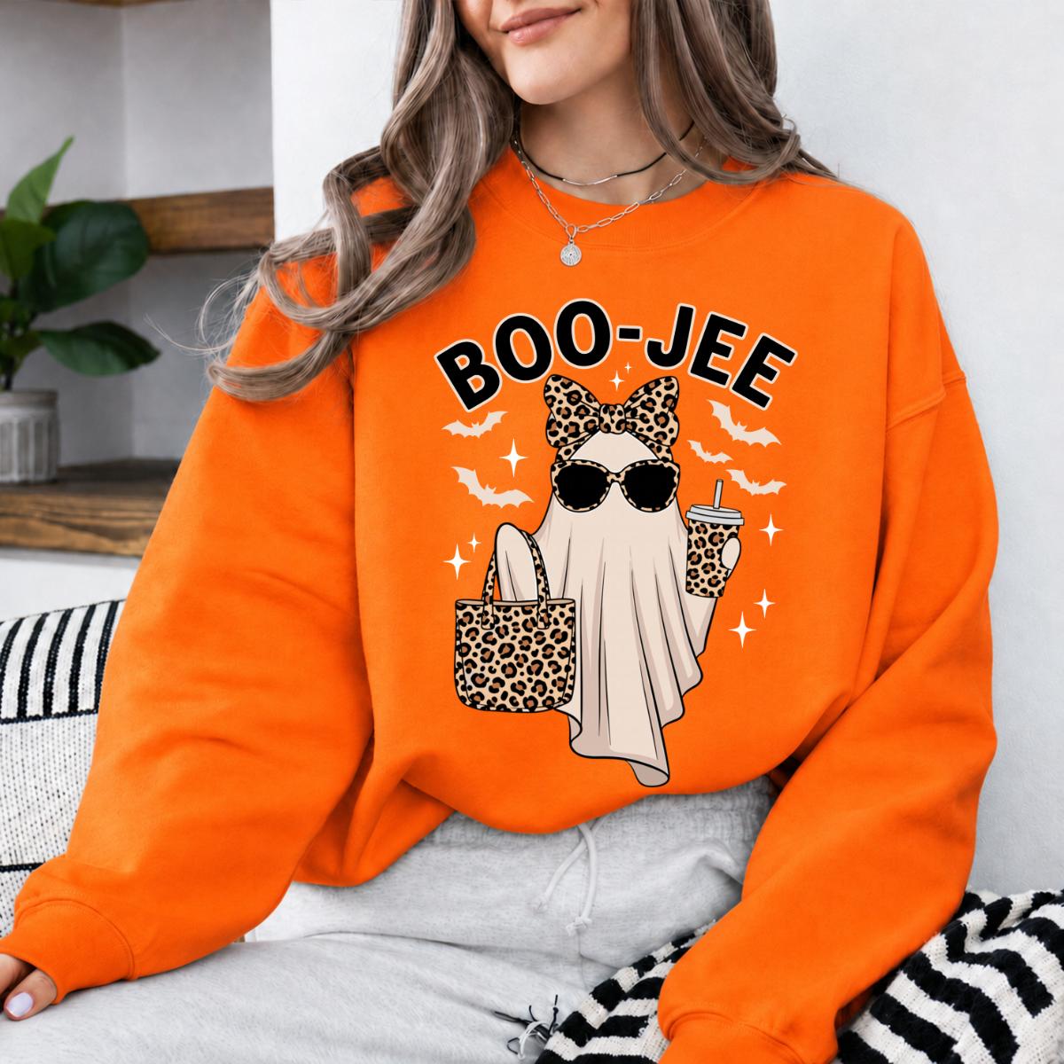 Boojee Ghost BOO-JEE Sweatshirt and T-Shirt Halloween Women Cute Leopard