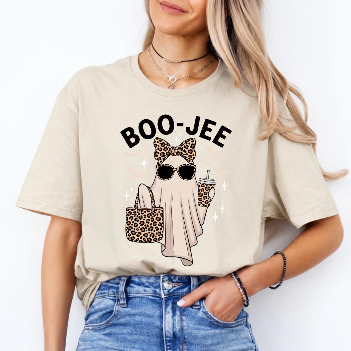 Boojee Ghost BOO-JEE Sweatshirt and T-Shirt Halloween Women Cute Leopard
