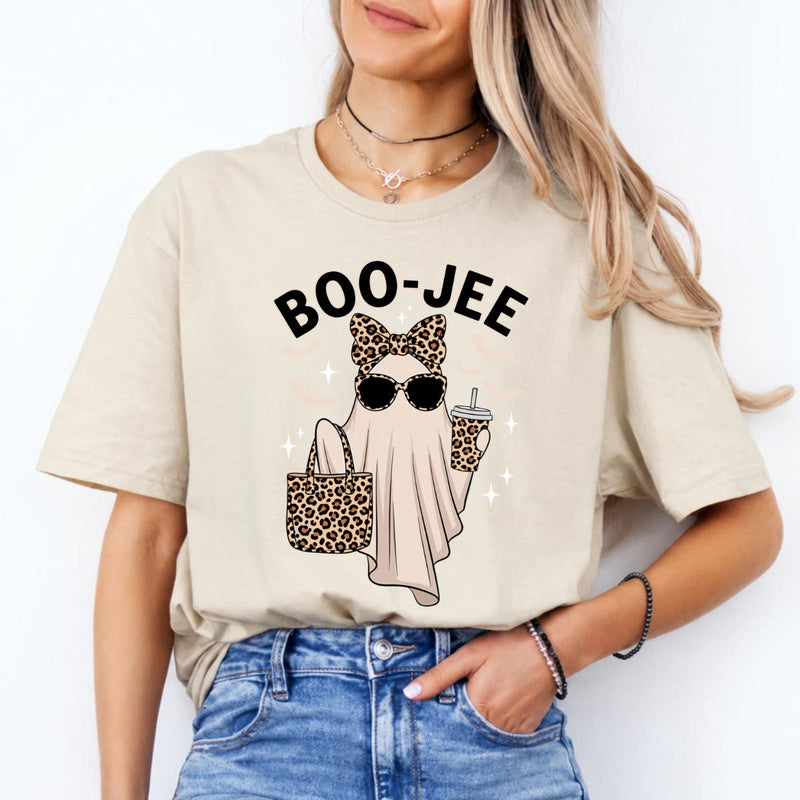 Boojee Ghost BOO-JEE Sweatshirt and T-Shirt Halloween Women Cute Leopard