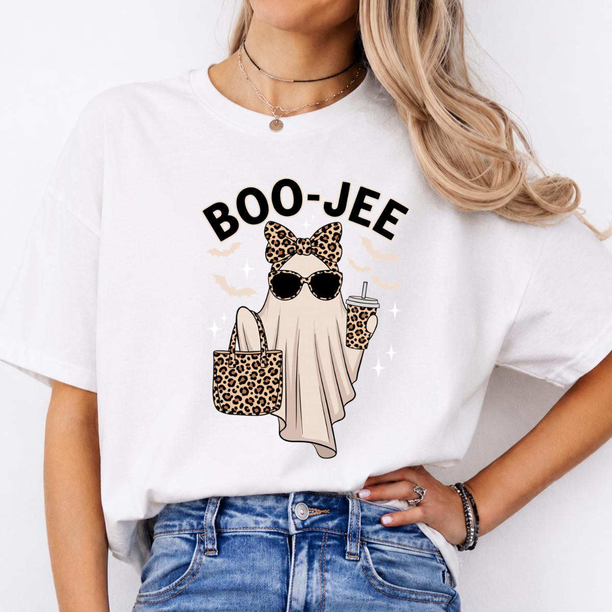 Boojee Ghost BOO-JEE Sweatshirt and T-Shirt Halloween Women Cute Leopard