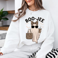Boojee Ghost BOO-JEE Sweatshirt and T-Shirt Halloween Women Cute Leopard