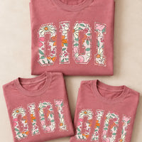 Personalized Family Name Floral Bow Shirt for Mom