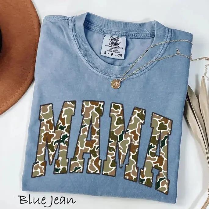 Camo Mama Shirt, MAMA Varsity Shirt, Mother's Day Mom Gift, Women, Retro Duck Camo Design