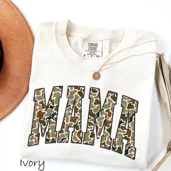 Camo Mama Shirt, MAMA Varsity Shirt, Mother's Day Mom Gift, Women, Retro Duck Camo Design