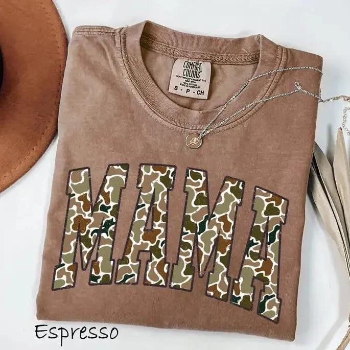 Camo Mama Shirt, MAMA Varsity Shirt, Mother's Day Mom Gift, Women, Retro Duck Camo Design