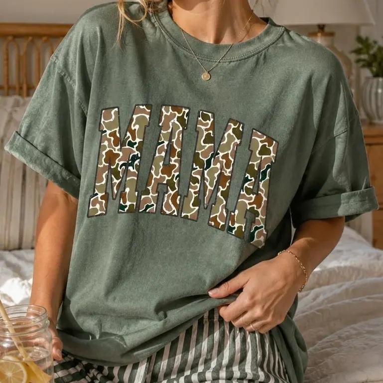 Camo Mama Shirt, MAMA Varsity Shirt, Mother's Day Mom Gift, Women, Retro Duck Camo Design