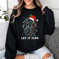 Cardiac Nurse Christmas Sweatshirt Let It Flow Holiday Cardiology Women Cute Medical Design