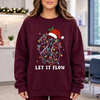 Cardiac Nurse Christmas Sweatshirt LET IT FLOW Holiday Heart Care Medical Design