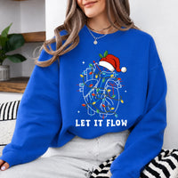 Cardiac Nurse Christmas Sweatshirt Let It Flow Holiday Cardiology Women Cute Medical Design