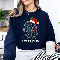 Cardiac Nurse Christmas Sweatshirt Let It Flow Holiday Cardiology Women Cute Medical Design