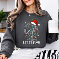 Cardiac Nurse Christmas Sweatshirt Let It Flow Holiday Cardiology Women Cute Medical Design