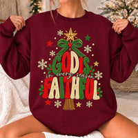 Christian Christmas Sweatshirt, God Is in Every Season Faithful, Holiday Faith for Women, Vintage Embroidery Style