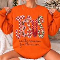 Christian Christmas Sweatshirt Jesus Is the Reason for the Season Faith Holiday Women Retro Floral Design