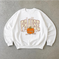 Christian Fall Sweatshirt I Will Praise Him In Every Season Autumn Faith Women Retro Pumpkin Design