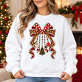 Christmas Bow Sweatshirt Leopard Ribbon Holiday Charm For Women Cute Coquette Xmas Style