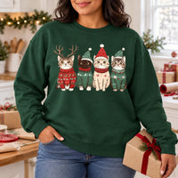 Christmas Cat Mom Gift, Four Festive Kittens Sweatshirt, Cute Vintage Holiday Illustration