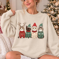 Christmas Cat Mom Gift, Four Festive Kittens Sweatshirt, Holiday Cat Lover Women, Cute Vintage Design