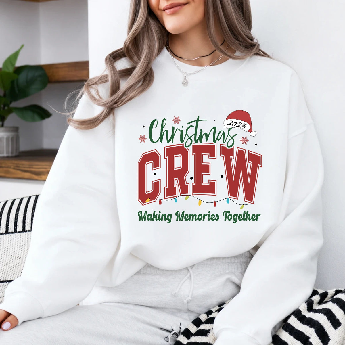 Christmas Crew Sweatshirt Making Memories Together Holiday Family Unisex Varsity Style