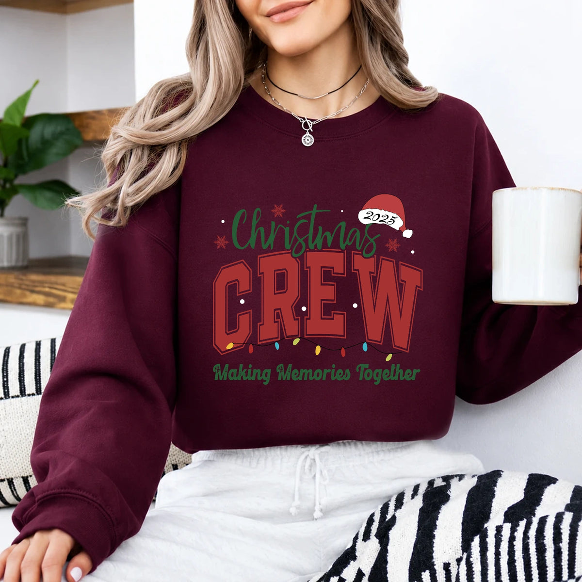 Christmas Crew Sweatshirt Making Memories Together Holiday Family Unisex Varsity Style