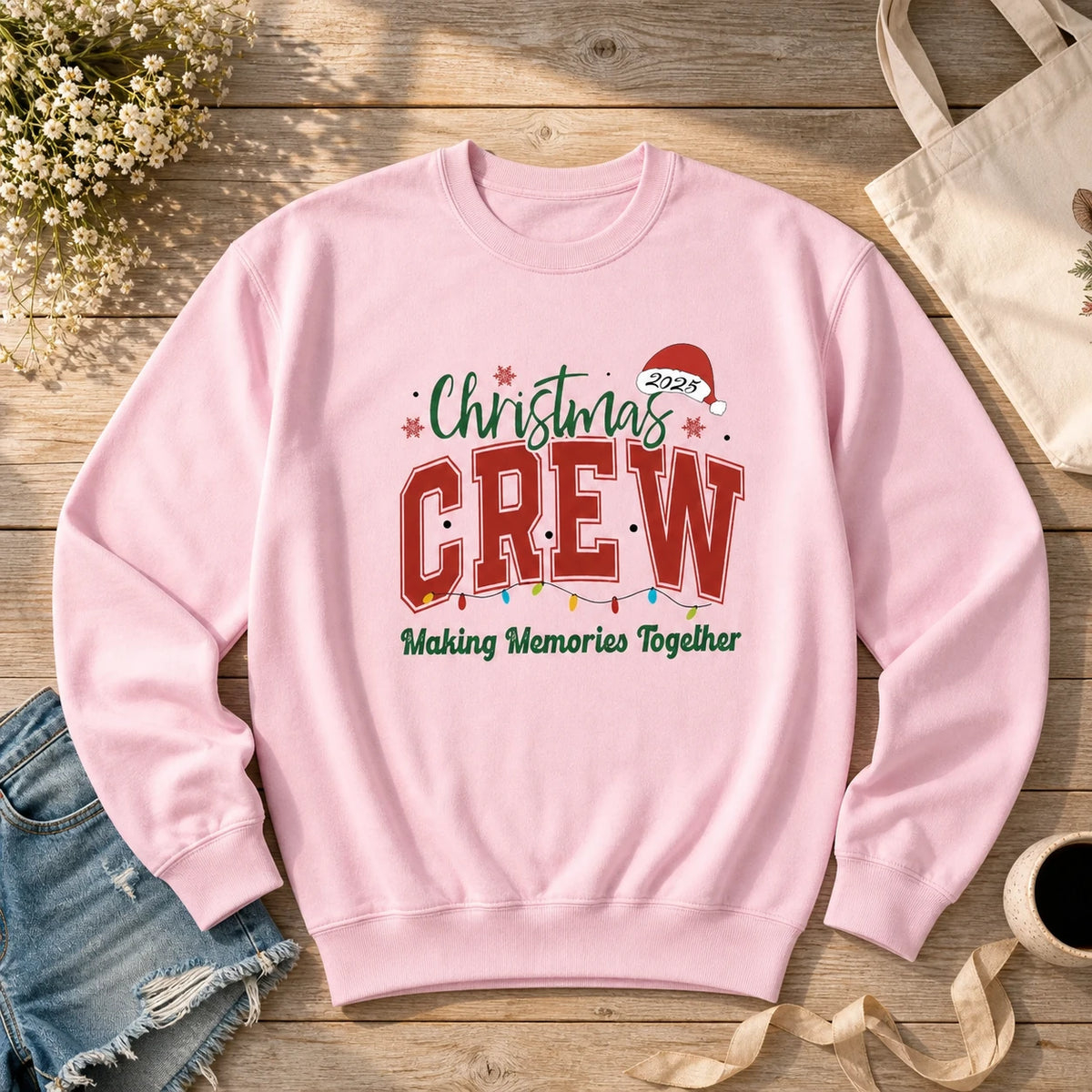 Christmas Crew Sweatshirt Making Memories Together Holiday Family Varsity Look